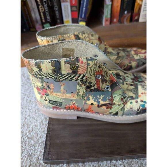 Zona Centro EU Size 37 US 7 White Leather Hand Painted Paris Renaissance Boots - Picture 3 of 8